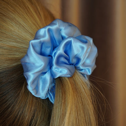 Blue Silk Scrunchie 
