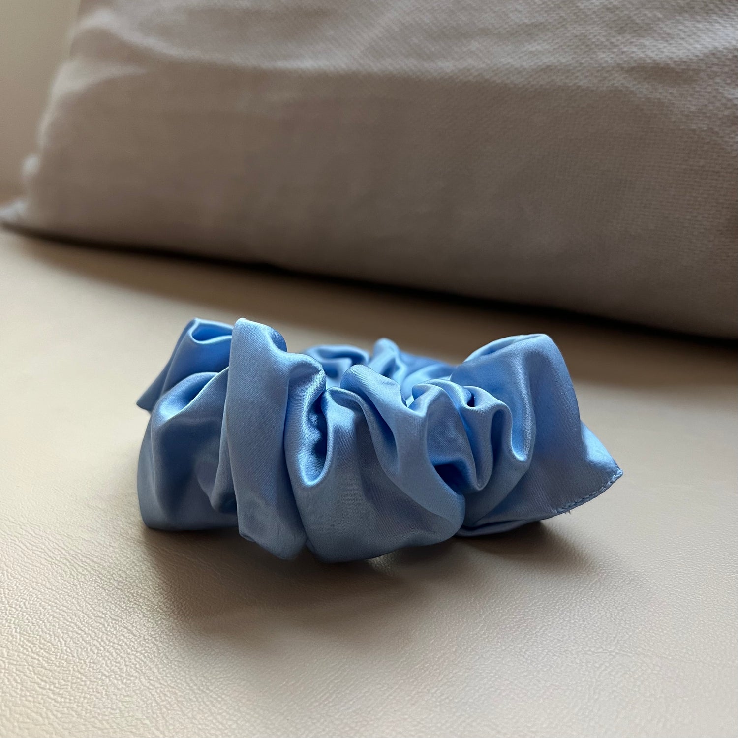 Blue Silk Scrunchie 